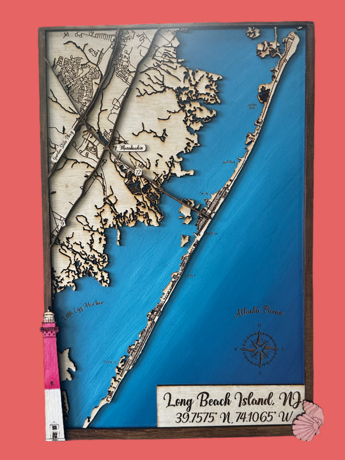 LBI Layered Laser Engraved Map